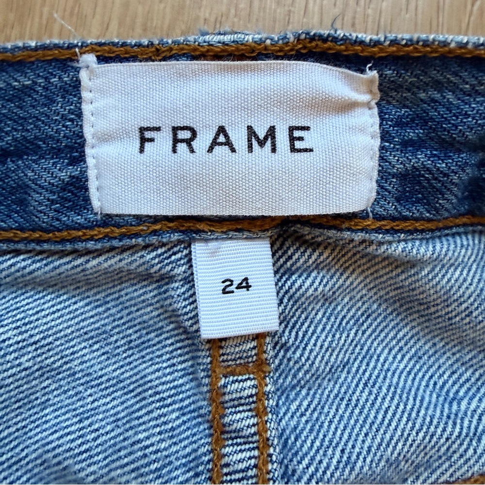 Frame Denim Le Original high rise Light Blue distressed cropped Jeans size 24 - Picture 8 of 16